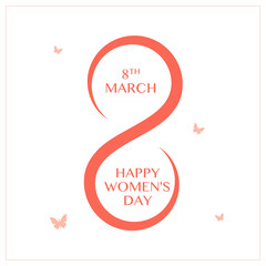 Fototapeta na wymiar Happy International Women's Day on March 8th with symbols