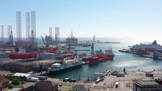 Aerial Frederikshavn Harbor North Jutland Denmark 
