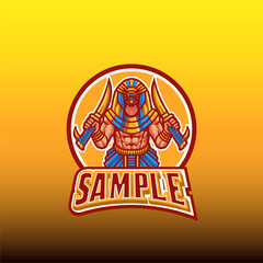 egypt god horus mascot logo vector - obrazy, fototapety, plakaty