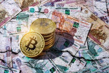In March 2022, the concept of the ruble depreciating and bitcoin rising due to the Russian invasion