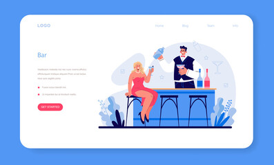 Bartender web banner or landing page. Barman preparing alcoholic