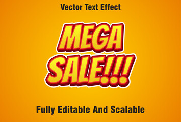 mega sale text effect in 3d style and editable blue color
