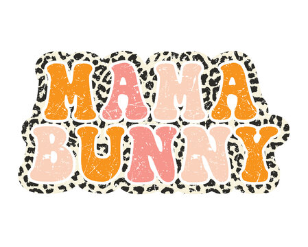 Retro Easter Mama Bunny Leopard print Design Set