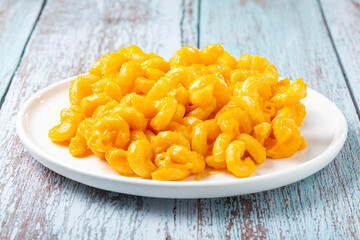 Mac and cheese, typical American food.