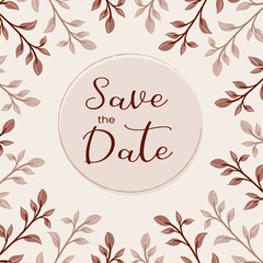 pink pastel leaves wedding invitation