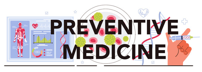 Preventive medicine typographic header. Annual medical exam