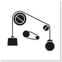 Classical physics glyph icon. Based on classical mechanics. Properties of mechanical systems. Mechanization.Physical branches concept.Filled flat sign. Isolated silhouette vector illustration