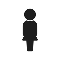 立っている女性のアイコン・ピクトグラム - 大人・子どもの区別なく使えるデフォルメ体型
