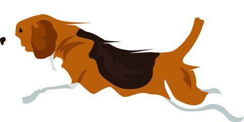 Vector illustration of Beagle dog jumping, isolated beagle