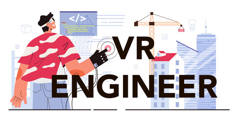 Virtual reality engineer. Futuristic digital innovation. VR technology