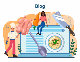 Chicken soup online service or platform. Tasty bouillon with different