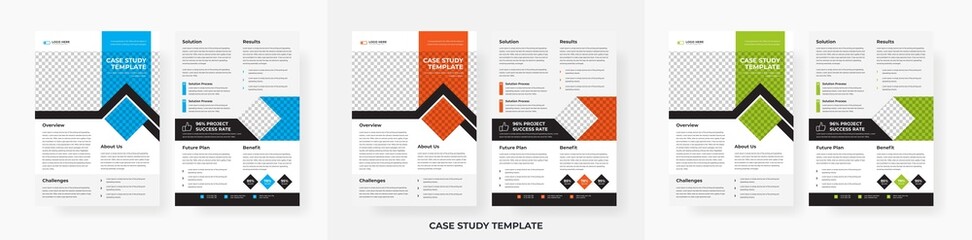 Professional case study template design, creative business case study double side flyer template
