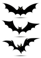 Pictures of bats in various flying positions symbolic of Dracula and Halloween.