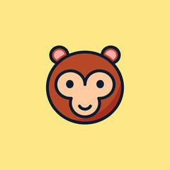 Cute Wild animal illustration design, monkey vector icon