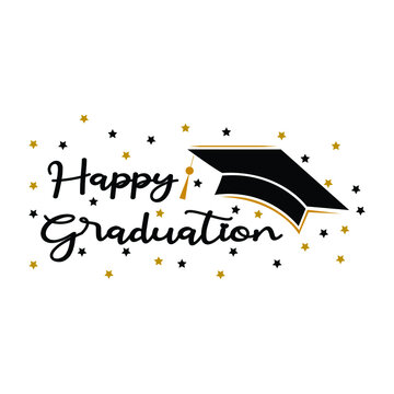 Happy Graduation. Hand drawn lettering for greeting, invitation card.