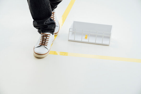 Businessman walking on floor at work place