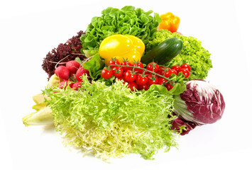 Mixed Salad with Vegetables on white Background - Isolated on white Background