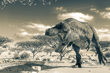 Fototapeta premium tyrannosaurus found somothing on desert