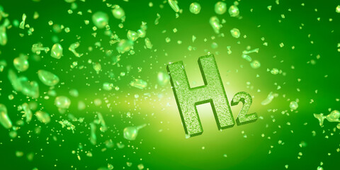 H2 – Grüner Wasserstoff – Innovation und Energie	 - obrazy, fototapety, plakaty