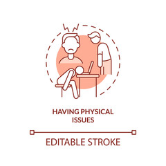 Having physical issues terracotta concept icon. Hint you are in wrong profession abstract idea thin line illustration. Isolated outline drawing. Editable stroke. Arial, Myriad Pro-Bold fonts used