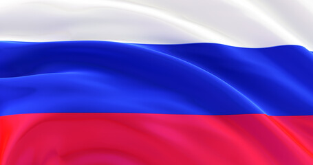 Russian flag. Russia. 3d render, close up waving flag of Russia. flag symbols of Russia.