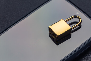 Naklejka premium Banned from using smartphone, locked phone concept