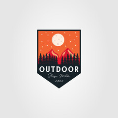 adventure forest or mountain outdoor badge logo vector illustration design