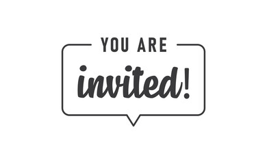 You're invited! Elegant black calligraphy. Hand drawn vector linear lettering. Invitation for weddings birthday and holiday events.
