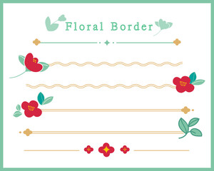 Floral border frame set, camellia style