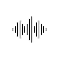 Sound wave black line icon. Musical audio technology. Sound volume, equalizer. DJ, rhythm sign. Flat isolated illustration for infographic, logo, app, banner, web design, dev, ui, gui. Vector EPS 10 - obrazy, fototapety, plakaty