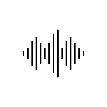 Sound wave black line icon. Musical audio technology. Sound volume, equalizer. DJ, rhythm sign. Flat isolated illustration for infographic, logo, app, banner, web design, dev, ui, gui. Vector EPS 10