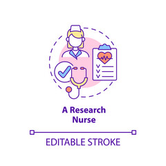 Research nurse concept icon. Clinical studies advantage for patients abstract idea thin line illustration. Isolated outline drawing. Editable stroke. Arial, Myriad Pro-Bold fonts used