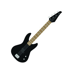 Obraz na płótnie Canvas Electric bass guitar black color editable. Bass logo
