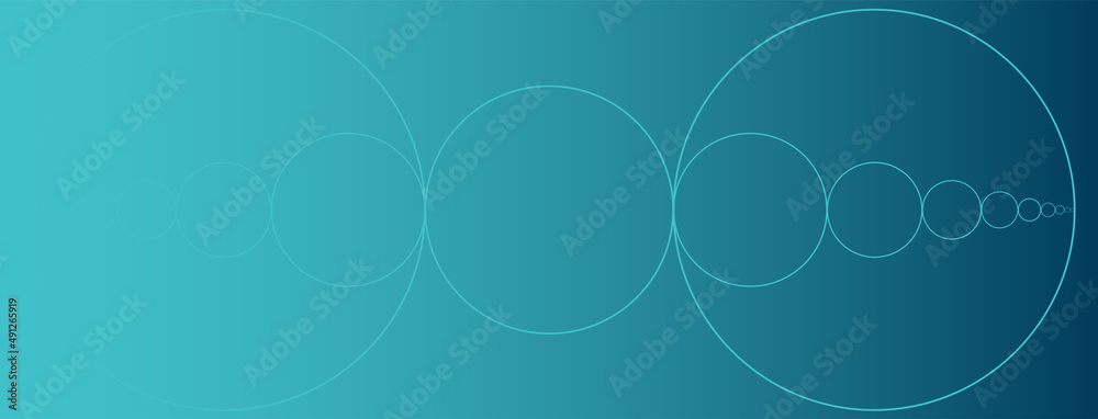 Wall mural circle header teal. background for banner, website, header or other design with golden ratio circles