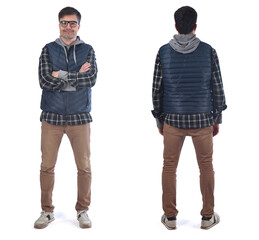 front and back of same men on white background