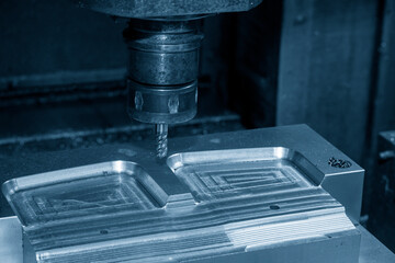  The vacuum mold  manufacturing process by CNC milling machine with end mill tool.