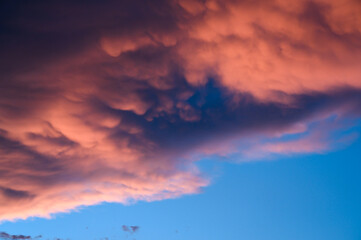 Big thunderstorm rain clouds. Nature Environment background. Dark huge stormy cloud before rainfall.