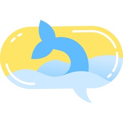 Whale tail icon dolphin fish fin vector isolated