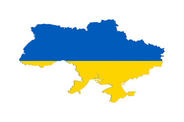 Illustration - silhouette of Ukraine in national colors