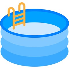 Portable rubber swimming pool flat vector icon