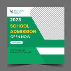 School admission social media post banner, educational social media post square flyer back to school web banner design template.