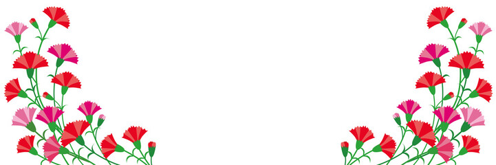 母の日 カーネーション フレーム バナー05/白背景文字なし