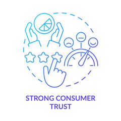 Strong consumer trust blue gradient concept icon. High website rating. Good design importance abstract idea thin line illustration. Isolated outline drawing. Myriad Pro-Bold font used