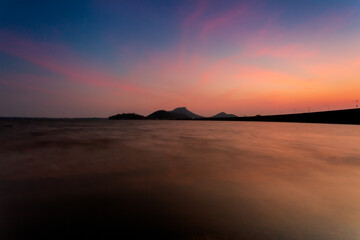 Sunrise in the Beach with the Sugarloaf Mountain 