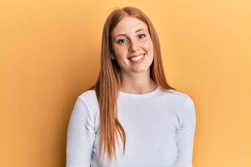 Obraz premium Young irish woman wearing casual clothes with a happy and cool smile on face. lucky person.