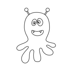 A cute outline monster character illustration. Cartoon vector illustration. Coloring page.