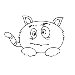 A cute outline monster character illustration. Cartoon vector illustration. Coloring page.
