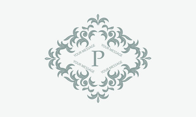 Fototapeta na wymiar Exquisite floral logo with calligraphic letter P. Business sign, monogram identity for restaurant, boutique, hotel, heraldic, jewelry.