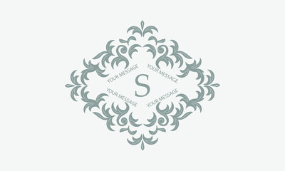 Exquisite floral logo with calligraphic letter S. Business sign, monogram identity for restaurant, boutique, hotel, heraldic, jewelry.