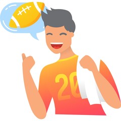 American football male player vector icon isolated